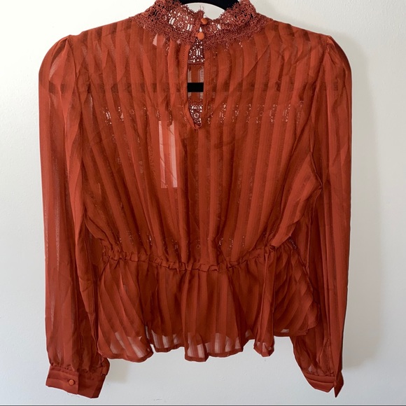 Embroidered Lace/Sheer Blouse - Picture 6 of 9